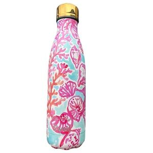 S'well pink blue Lilly Pulitzer stainless steel reusable water bottle 18 oz